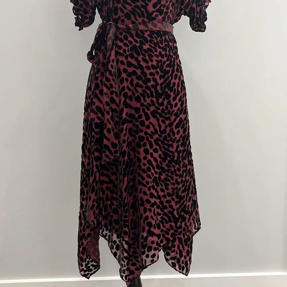 Diane Von Furstenberg Katherine Merlot & Black Velvet Wrap Dress size Medium - Picture 4 of 11